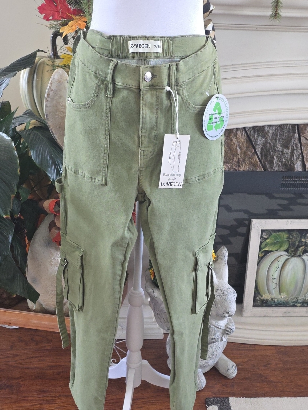 Lovegen Olive Green Cargo Jeans